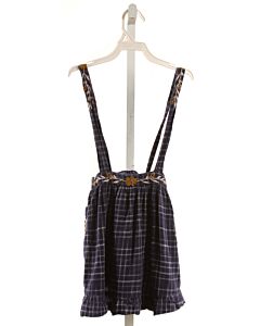 LALI  NAVY  PLAID EMBROIDERED SKIRT