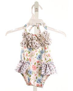 MUD PIE  WHITE  FLORAL  1-PIECE SWIMSUIT WITH RUFFLE