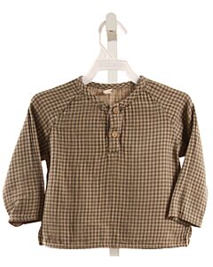 QUINCY MAE  GREEN  GINGHAM  SHIRT-LS