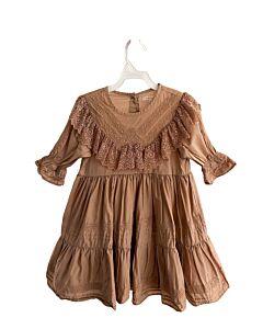 NORA LEE  BROWN    DRESS WITH LACE TRIM