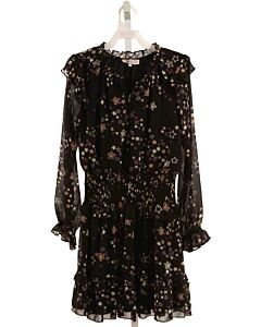 SARA SARA  BLACK   SMOCKED DRESS WITH RUFFLE