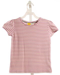 MINI BODEN  LAVENDER  STRIPED  KNIT SS SHIRT WITH PICOT STITCHING