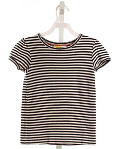 MINI BODEN  NAVY  STRIPED  KNIT SS SHIRT WITH PICOT STITCHING