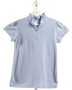 LITTLE ENGLISH  LT BLUE    KNIT SS SHIRT WITH RUFFLE