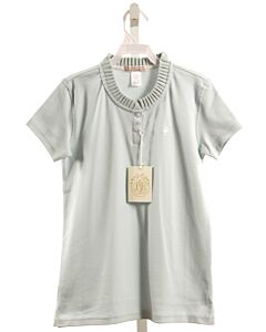 THE BEAUFORT BONNET COMPANY  LT BLUE    KNIT SS SHIRT WITH RUFFLE