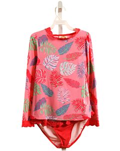 THE BEAUFORT BONNET COMPANY  HOT PINK  FLORAL  2-PIECE SWIMSUIT WITH EYELET TRIM