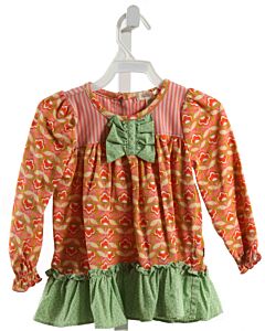 MATILDA JANE  ORANGE KNIT FLORAL  KNIT LS SHIRT WITH RUFFLE