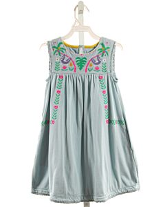 MINI BODEN  LT BLUE  FLORAL EMBROIDERED KNIT DRESS