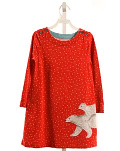 MINI BODEN  RED  POLKA DOT APPLIQUED KNIT DRESS