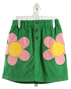 MINI BODEN  GREEN CORDUROY FLORAL APPLIQUED SKIRT
