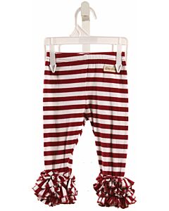 SEW SASSY  MAROON  STRIPED  LEGGINGS WITH RUFFLE