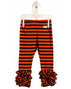 SEW SASSY  ORANGE  STRIPED  LEGGINGS WITH RUFFLE