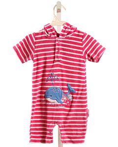 JOJO MAMAN BEBE  HOT PINK TERRY CLOTH STRIPED APPLIQUED COVER UP