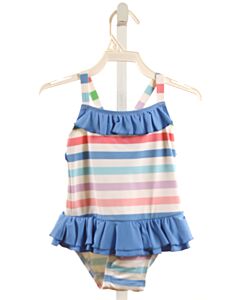 THE BEAUFORT BONNET COMPANY  MULTI-COLOR  STRIPED  1-PIECE SWIMSUIT WITH RUFFLE