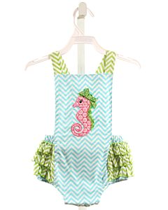 DECORATED ORIGINALS  AQUA   APPLIQUED BUBBLE WITH RUFFLE