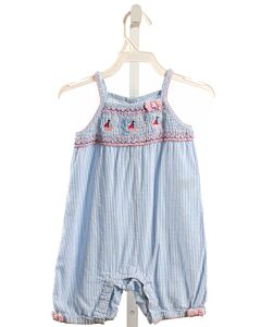 JOJO MAMAN BEBE  BLUE  STRIPED  ROMPER WITH PICOT STITCHING