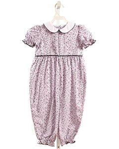 SHRIMP & GRITS  LAVENDER  FLORAL  ROMPER WITH PICOT STITCHING