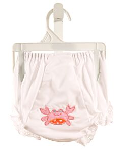 3 MARTHAS  WHITE   APPLIQUED DIAPER COVER WITH EYELET TRIM