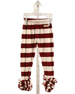 SEW SASSY  MAROON  STRIPED  LEGGINGS WITH RUFFLE