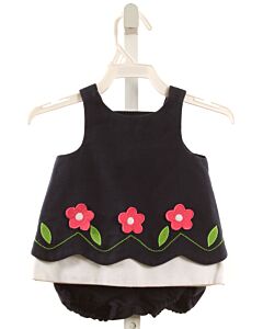 FLORENCE EISEMAN  NAVY PIQUE FLORAL APPLIQUED 2-PIECE OUTFIT