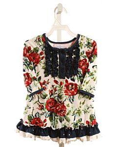 SWEET HONEY  RED  FLORAL  KNIT DRESS WITH EYELET TRIM