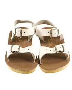 SUN SANS/ SALTWATER SANDALS WHITE SANDALS *THIS ITEM IS GENTLY USED WITH MINOR SIGNS OF WEAR (MINOR SIGNS OF WEAR AND FAINT STAINING COULD POSSIBLY BE WASHED OFF) *EUC SIZE TODDLER 6