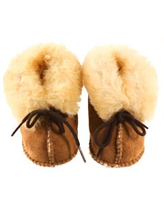 MINNETONKA BROWN MOCCASINS GENUINE SHEEPSKIN *EUC SIZE INFANT 1