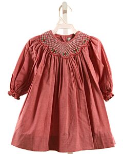 PETIT AMI  RED  MICROCHECK SMOCKED DRESS
