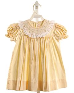 HOUSE OF HATTEN  PALE YELLOW   SMOCKED DRESS WITH EYELET TRIM