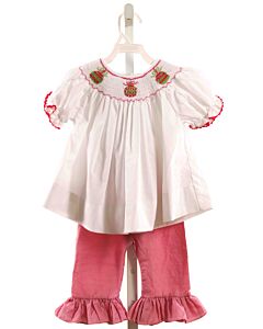 STITCHED & SMOCKED  HOT PINK   SMOCKED 2-PIECE OUTFIT WITH RUFFLE
