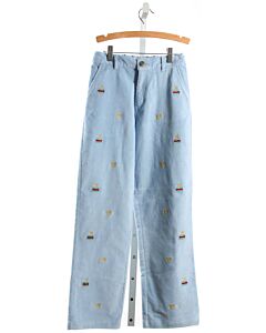 THE BEAUFORT BONNET COMPANY  LT BLUE CORDUROY  EMBROIDERED PANTS