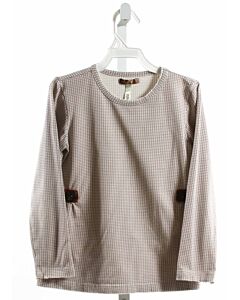 MATILDA JANE  BROWN KNIT POLKA DOT  KNIT LS SHIRT WITH PICOT STITCHING