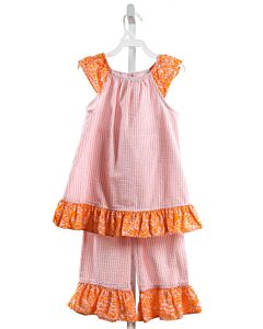 BAILEY BOYS  ORANGE SEERSUCKER STRIPED  2-PIECE OUTFIT WITH RUFFLE