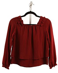 HAYDEN GIRLS  MAROON    SHIRT-LS WITH RUFFLE