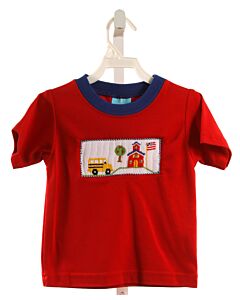 CLAIRE AND CHARLIE  RED   SMOCKED KNIT SS SHIRT