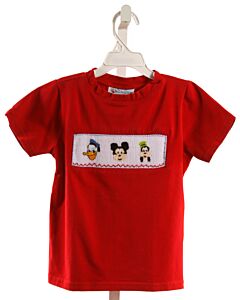 THE SMOCKING BUG  RED   SMOCKED KNIT SS SHIRT