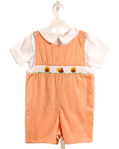 COLLECTION BEBE  ORANGE  GINGHAM SMOCKED SHORTALL