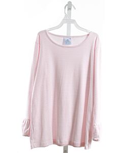 EYELET & IVY  LT PINK  STRIPED  KNIT LS SHIRT WITH BUBBLE HEM