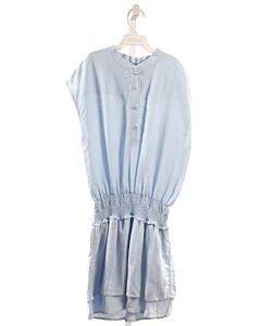 PLEAT.  LT BLUE LINEN  SMOCKED DRESS