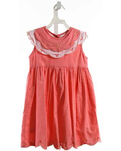 THE OAKS APPAREL   HOT PINK LINEN   DRESS WITH EYELET TRIM