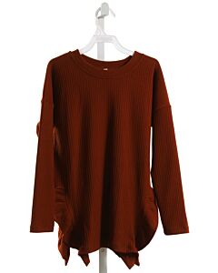 HAYDEN GIRLS  BROWN    KNIT LS SHIRT WITH RUFFLE