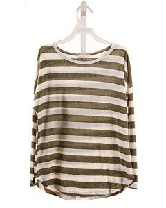 HAYDEN GIRLS  GREEN  STRIPED  KNIT LS SHIRT