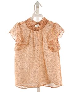 HAYDEN GIRLS  ORANGE  FLORAL SMOCKED DRESS SHIRT