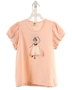 M.L. KIDS  LT PINK    KNIT SS SHIRT WITH TULLE