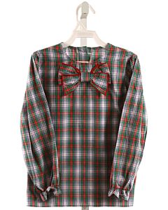 THE BEAUFORT BONNET COMPANY  GREEN  PLAID  DRESS SHIRT WITH BOW