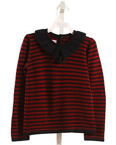 LA COQUETA  RED  STRIPED  SWEATER WITH RUFFLE