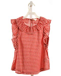 CREWCUTS  RED  GINGHAM  SLEEVELESS SHIRT WITH RUFFLE