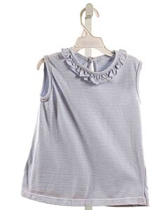 PEGGY GREEN  BLUE KNIT STRIPED  SLEEVELESS SHIRT WITH RUFFLE