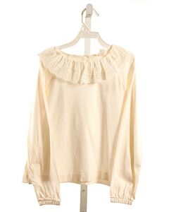 CREWCUTS  CREAM    KNIT LS SHIRT WITH EYELET TRIM