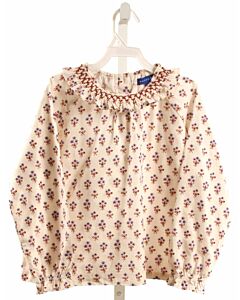 MAISON ME  PURPLE  FLORAL SMOCKED DRESS SHIRT WITH RUFFLE